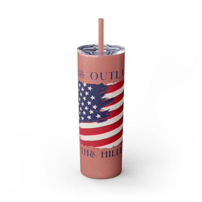 THE OUTLAW AND THE HILLBILLY Skinny Tumbler with Straw, 20oz