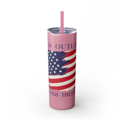 THE OUTLAW AND THE HILLBILLY Skinny Tumbler with Straw, 20oz