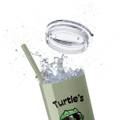 Turtle Skinny Tumbler with Straw, 20oz