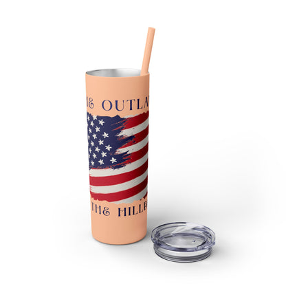 THE OUTLAW AND THE HILLBILLY Skinny Tumbler with Straw, 20oz