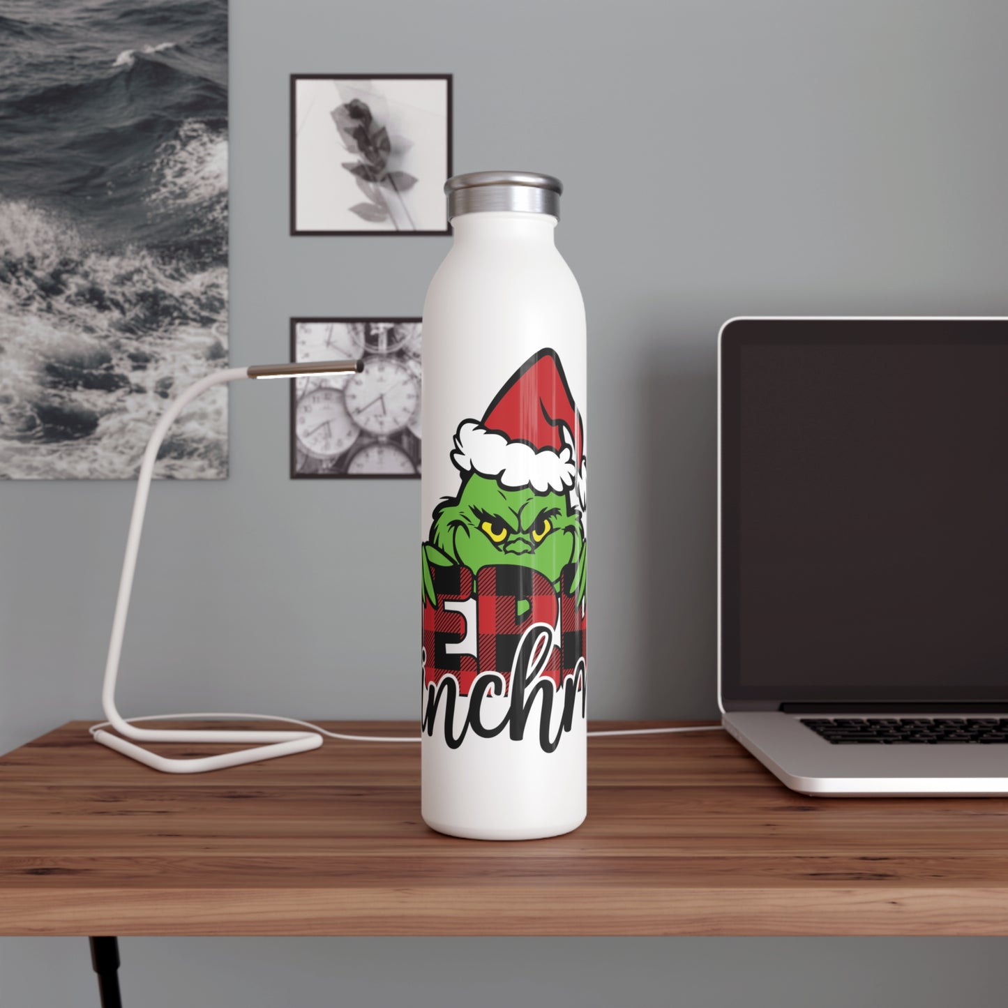 Merry Grinchmas Slim Water Bottle