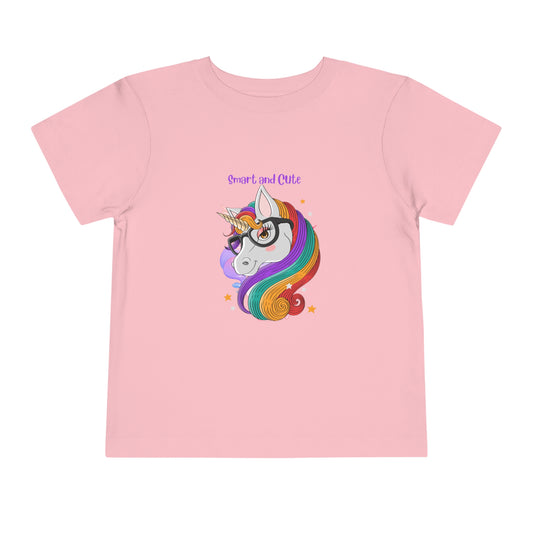 Unicorn Smart and Cute Back to School Toddler Short Sleeve Tee