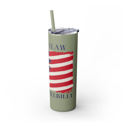 THE OUTLAW AND THE HILLBILLY Skinny Tumbler with Straw, 20oz