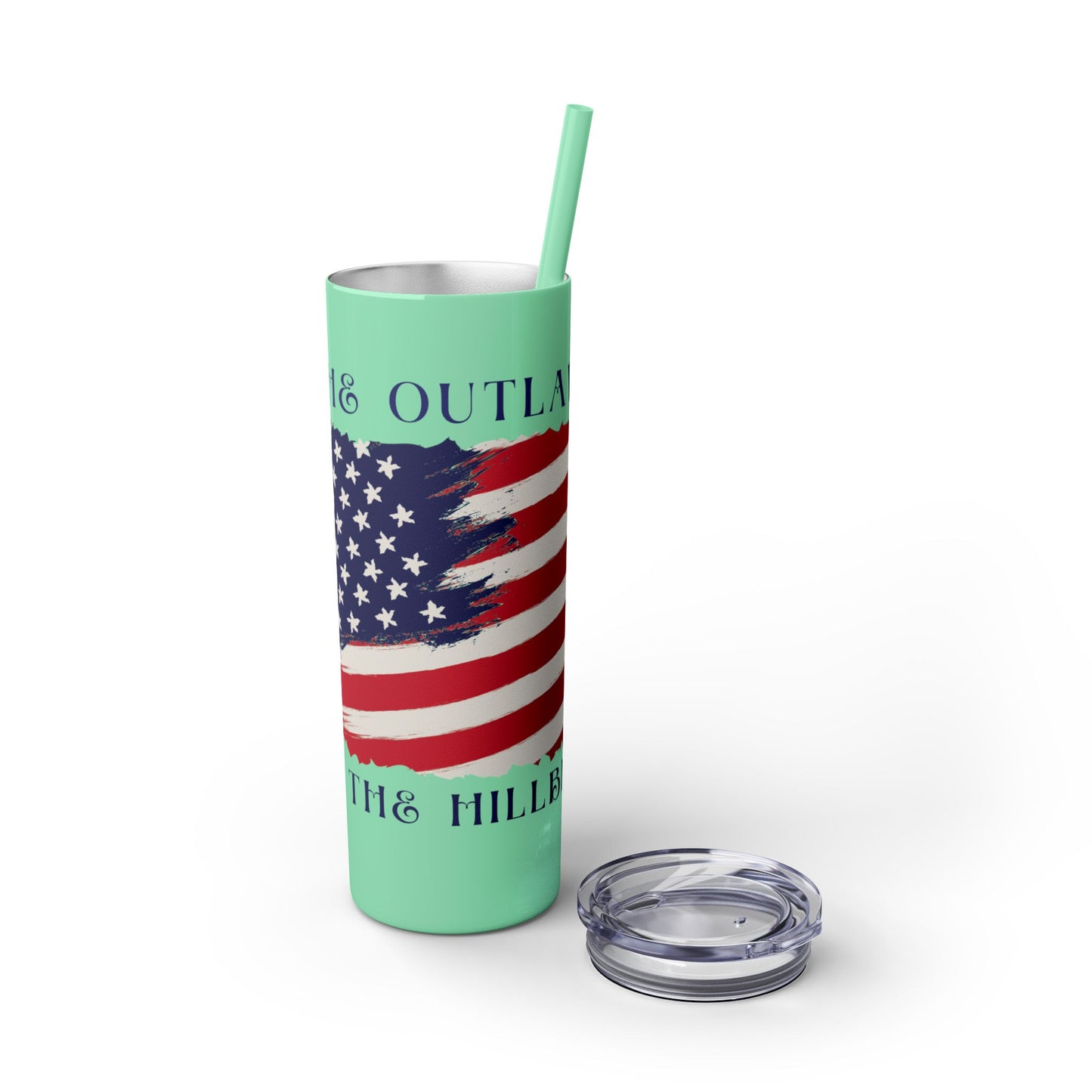 THE OUTLAW AND THE HILLBILLY Skinny Tumbler with Straw, 20oz