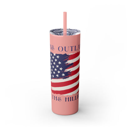 THE OUTLAW AND THE HILLBILLY Skinny Tumbler with Straw, 20oz