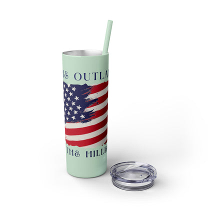 THE OUTLAW AND THE HILLBILLY Skinny Tumbler with Straw, 20oz