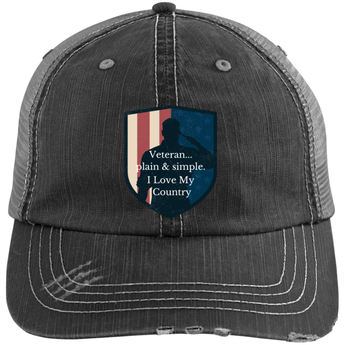 Vietnam Veteran Patriotic American (6) 6990 Distressed Unstructured Trucker Cap