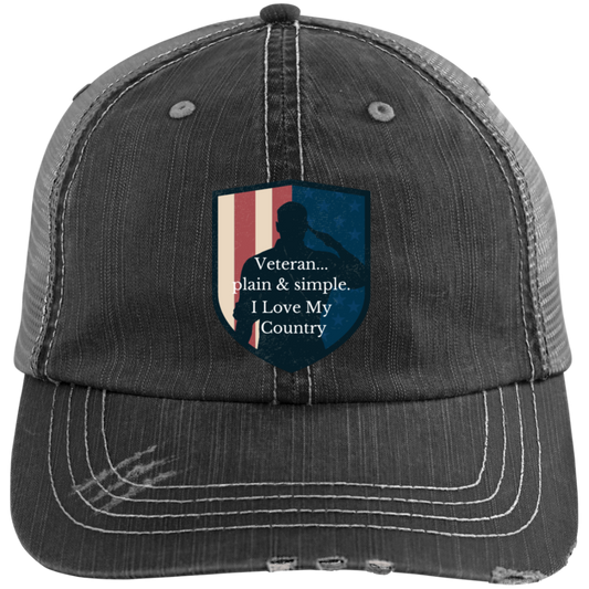 Vietnam Veteran Patriotic American (6) 6990 Distressed Unstructured Trucker Cap