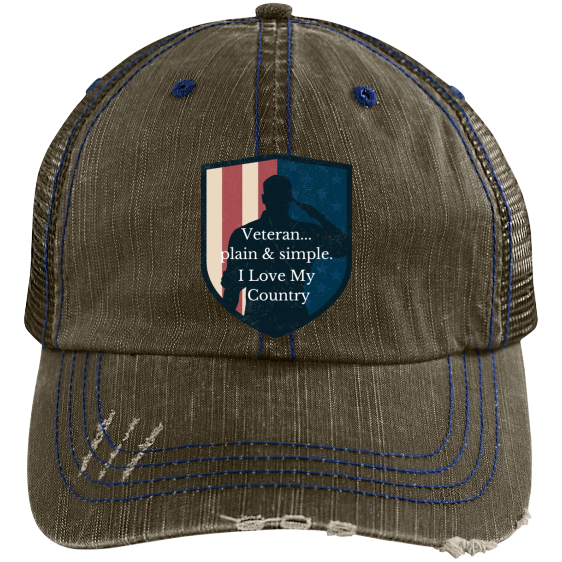 Vietnam Veteran Patriotic American (6) 6990 Distressed Unstructured Trucker Cap