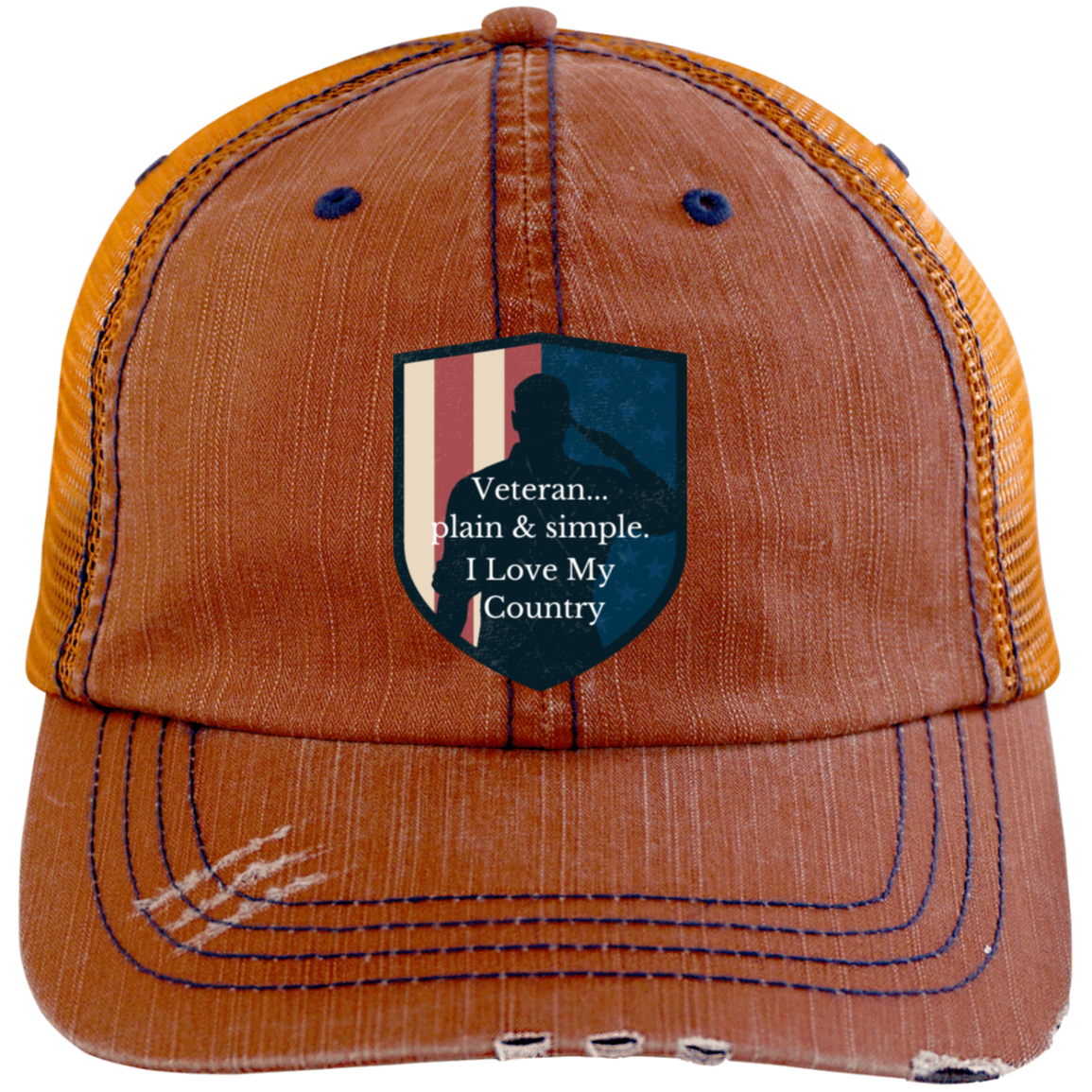 Vietnam Veteran Patriotic American (6) 6990 Distressed Unstructured Trucker Cap