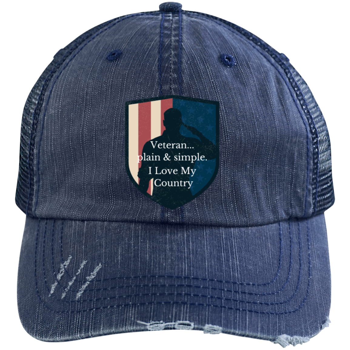 Vietnam Veteran Patriotic American (6) 6990 Distressed Unstructured Trucker Cap