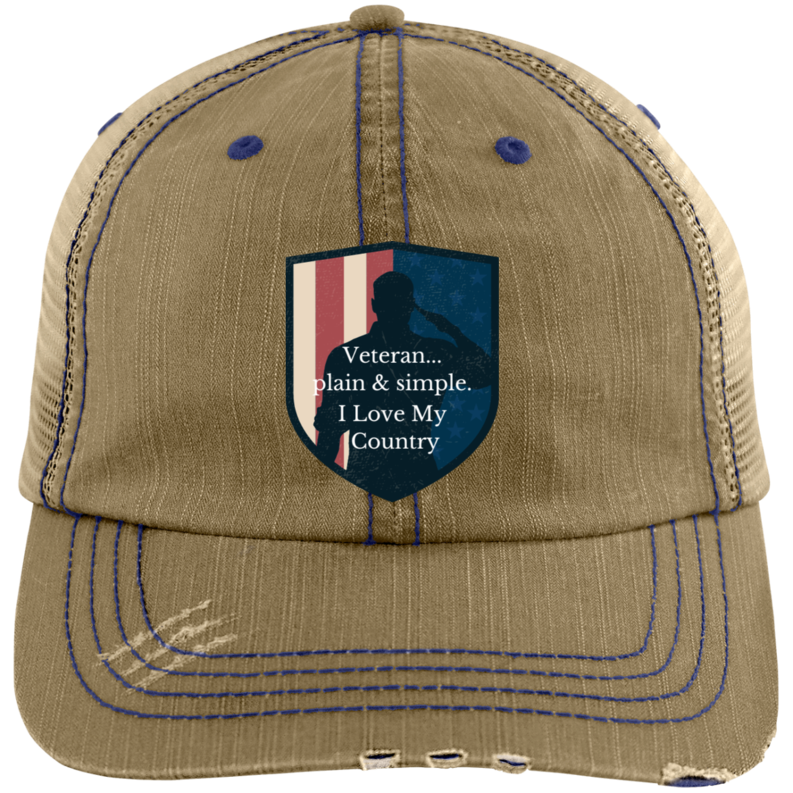 Vietnam Veteran Patriotic American (6) 6990 Distressed Unstructured Trucker Cap