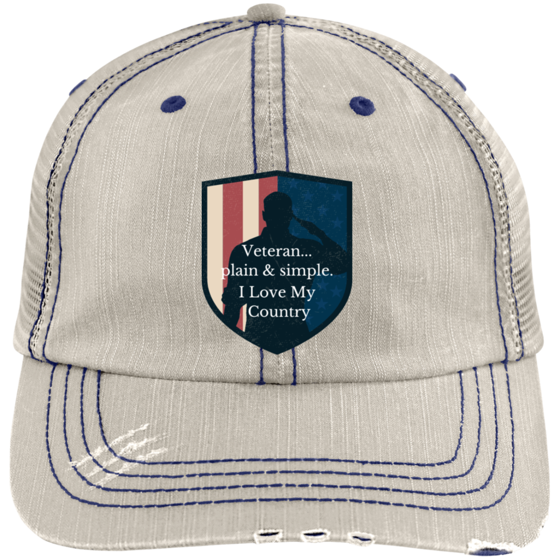 Vietnam Veteran Patriotic American (6) 6990 Distressed Unstructured Trucker Cap