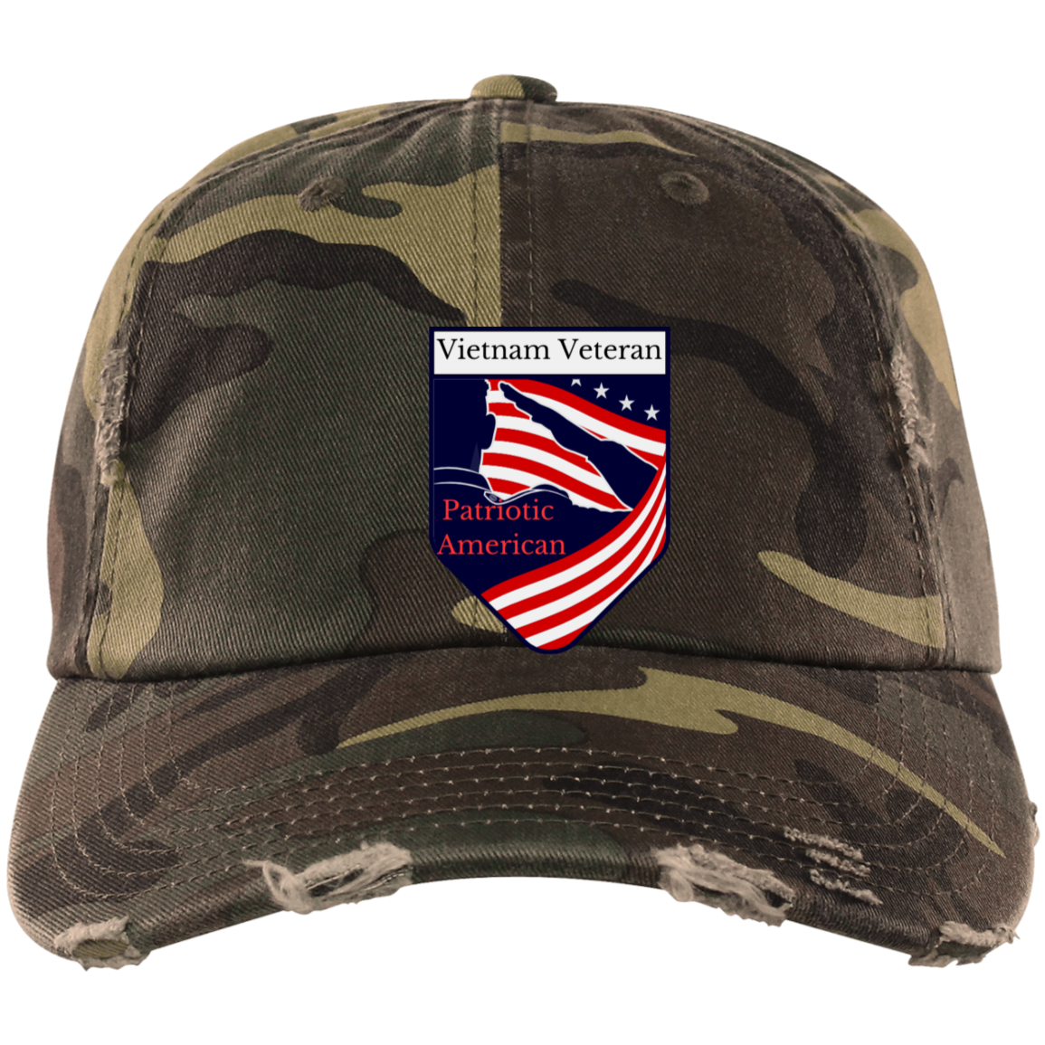 Vietnam Veteran Patriotic American (4) DT600 Embroidered Distressed Dad Cap