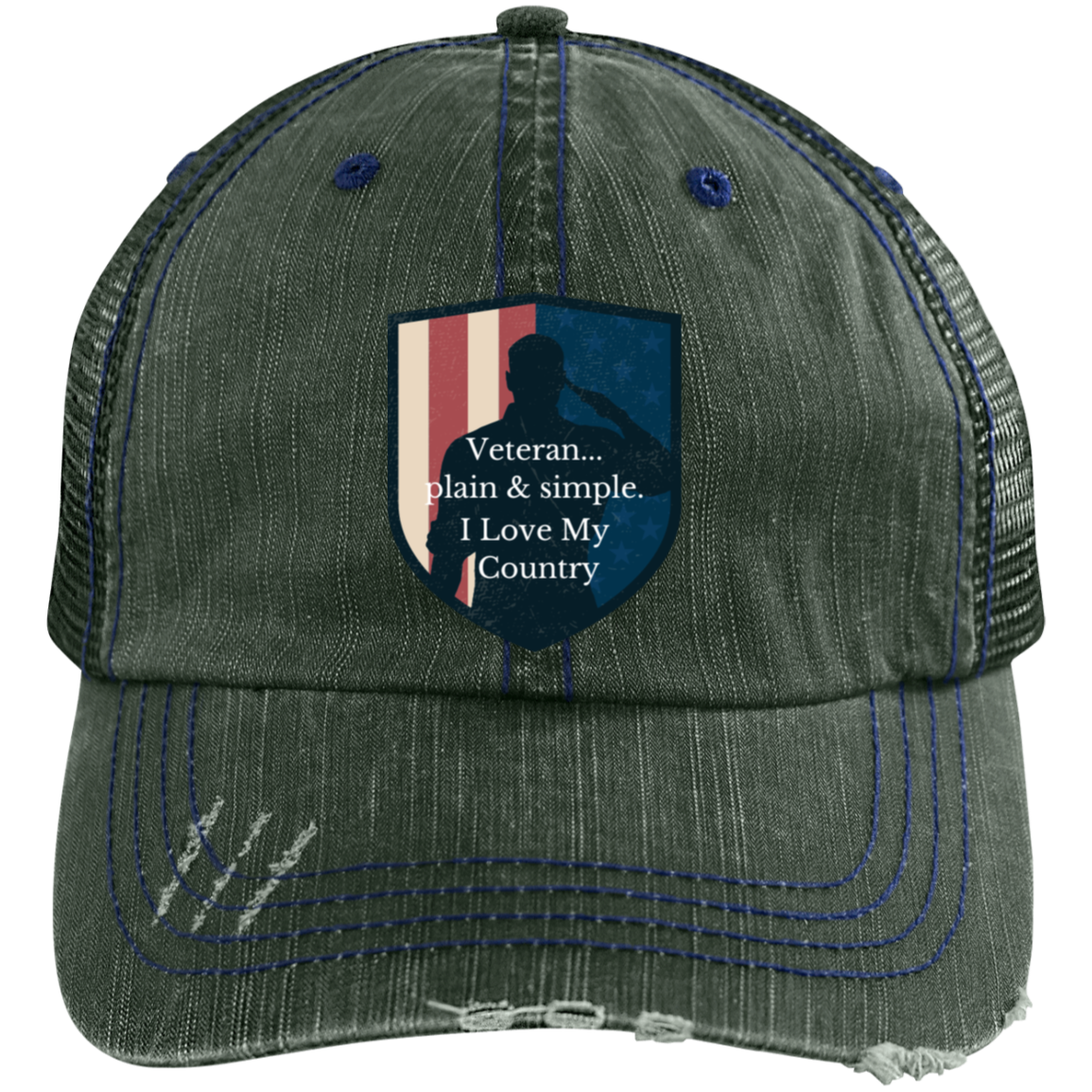 Vietnam Veteran Patriotic American (6) 6990 Distressed Unstructured Trucker Cap